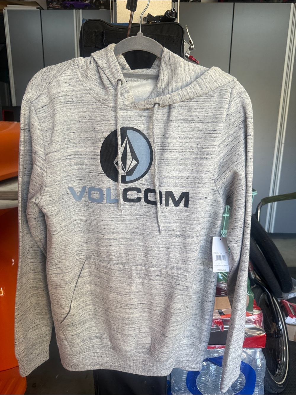Volcom Light Gray Pullover Hoodie with Logo